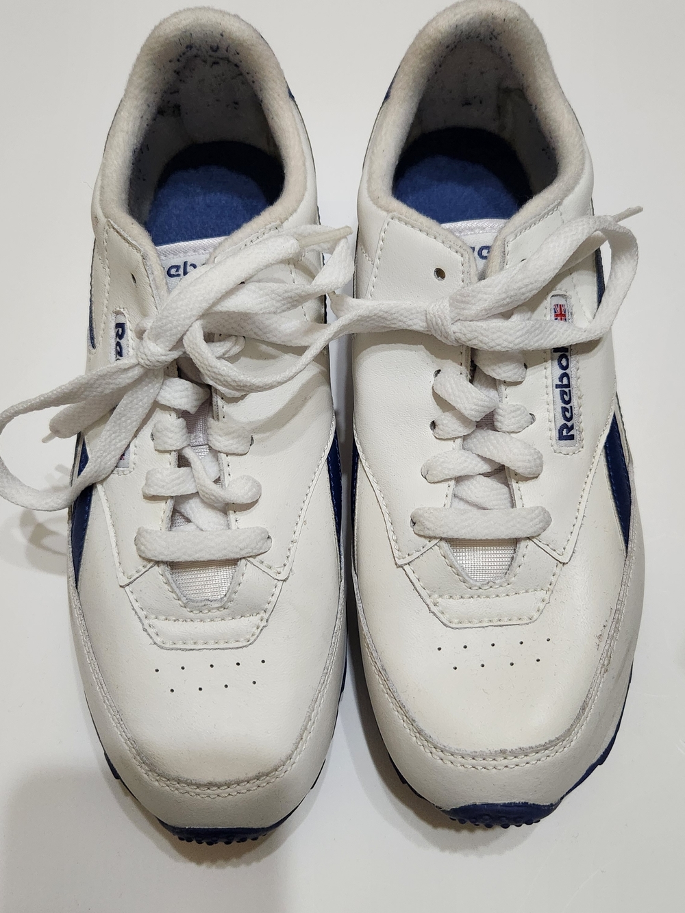 Reebok White and Navy Classic Sneakers